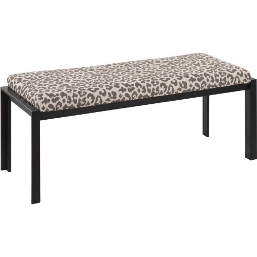 Fuji Bench in Beige Leopard Fabric & Black Metal